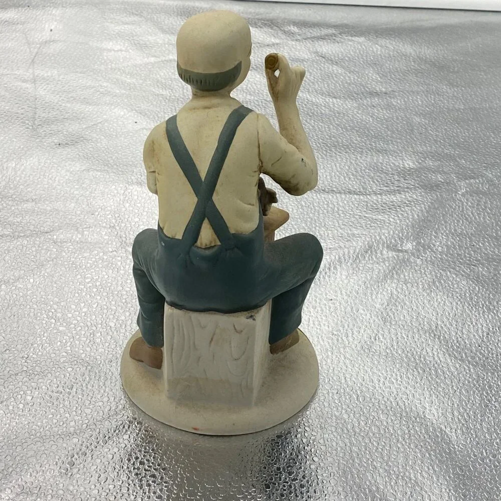 Vintage Porcelain Clockmaker Figurine Seated Craftsman Pocket Watch 7.5